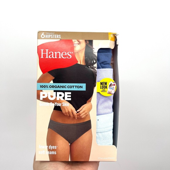 Hanes Other - NEW Hanes 100% organic cotton pure hipsters underwear panties tagless 7 L